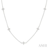 1 1/2 Ctw Princess Cut Diamond Station Necklace in 14K White Gold